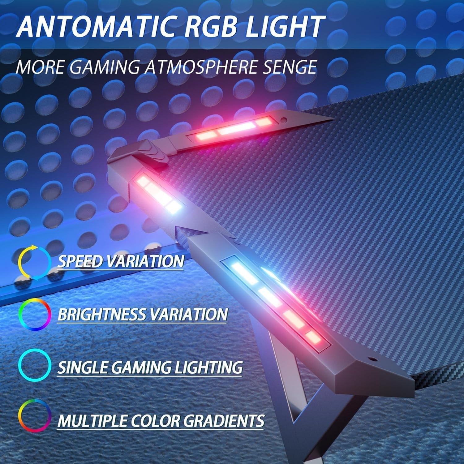 47/55 inch Gaming Desk with LED RGB Ergonomic Computer Table Gamer Desk