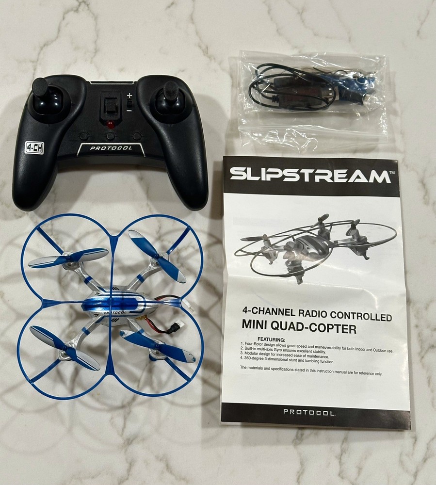 Protocol Slipstream 4-Channel Radio-Controlled Mini Quad-Copter, Box & Extras.*