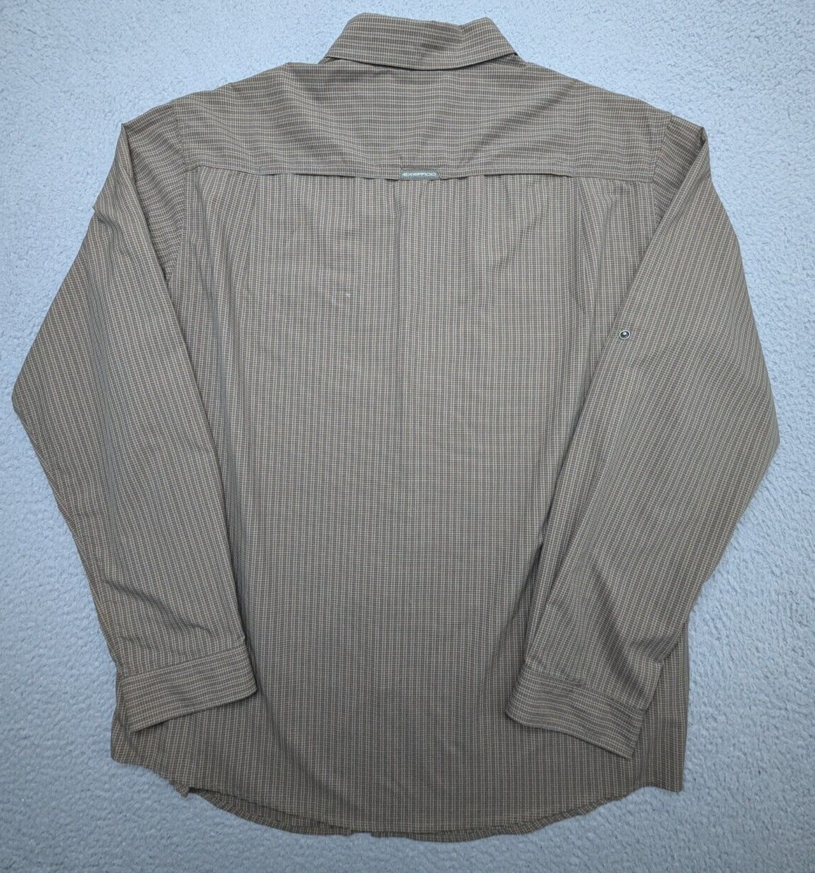 EX OFFICIO Shirt Mens XL XG Beige Check Lightweight Snap LS Mesh