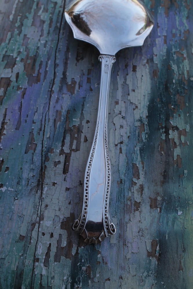 Silverplate Serving Spoon Ornate with Engraving
