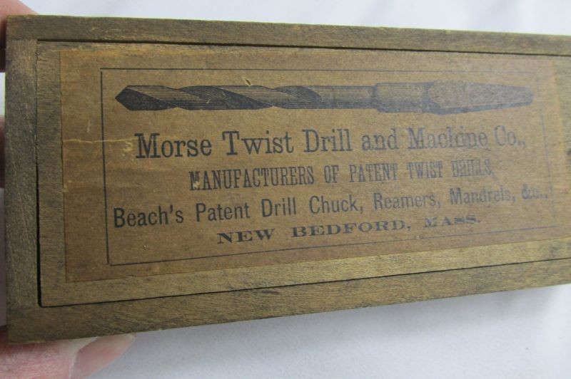 Antique Morse Twist Drill Wood Storage Box With Lid Made In USA