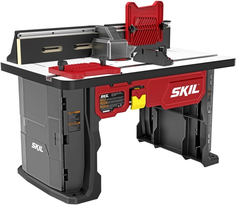 Benchtop Router Table with Above Table Adjustment and Dual-Sided Bit Storage