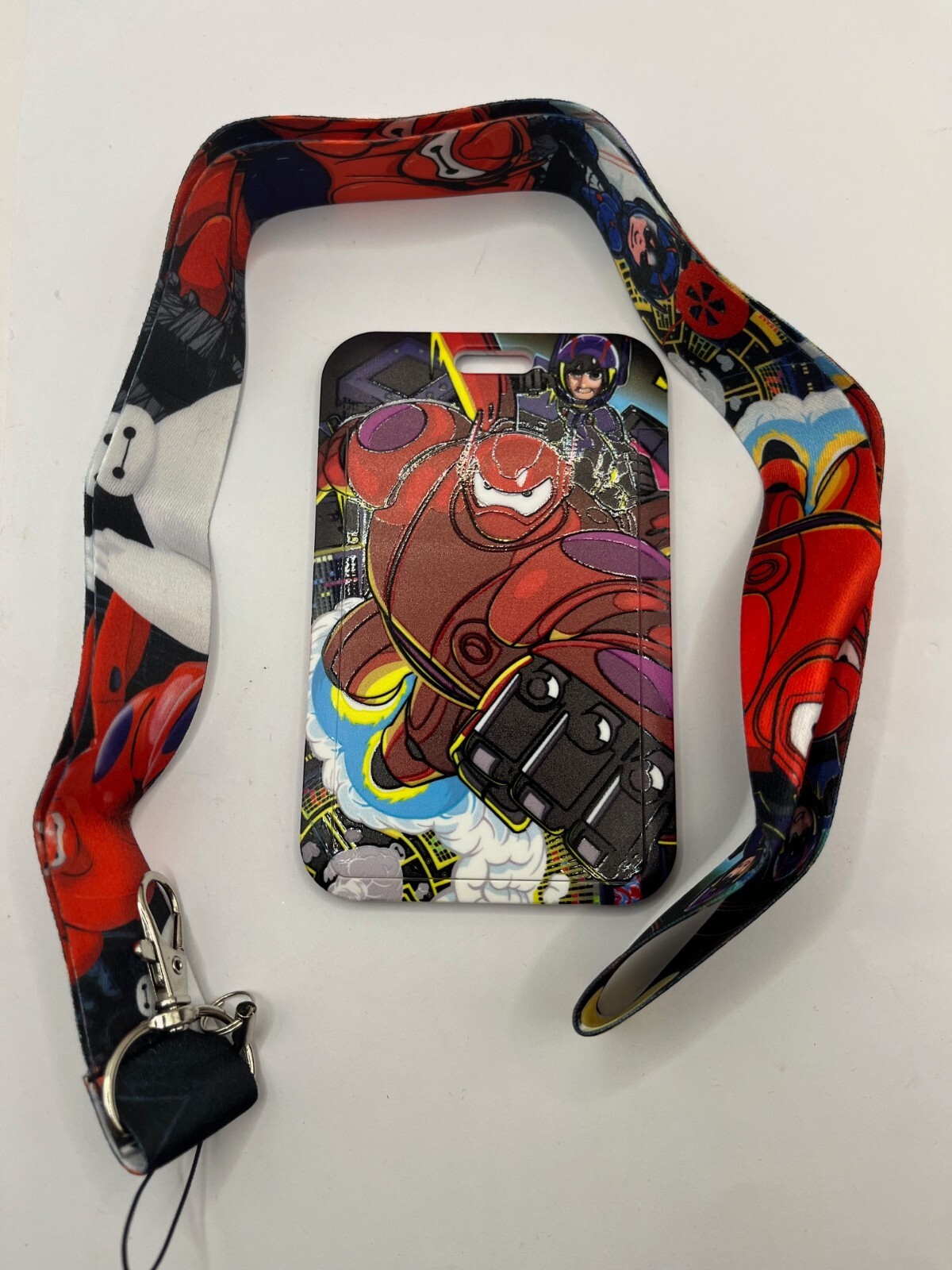 Disney's flying BAYMAX Big Hero 6 lanyard with card holder for pins, tickets, ID