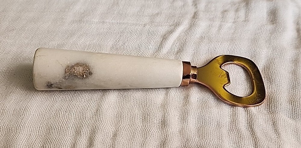 Marble Handle Bottle Opener Gold Toned
