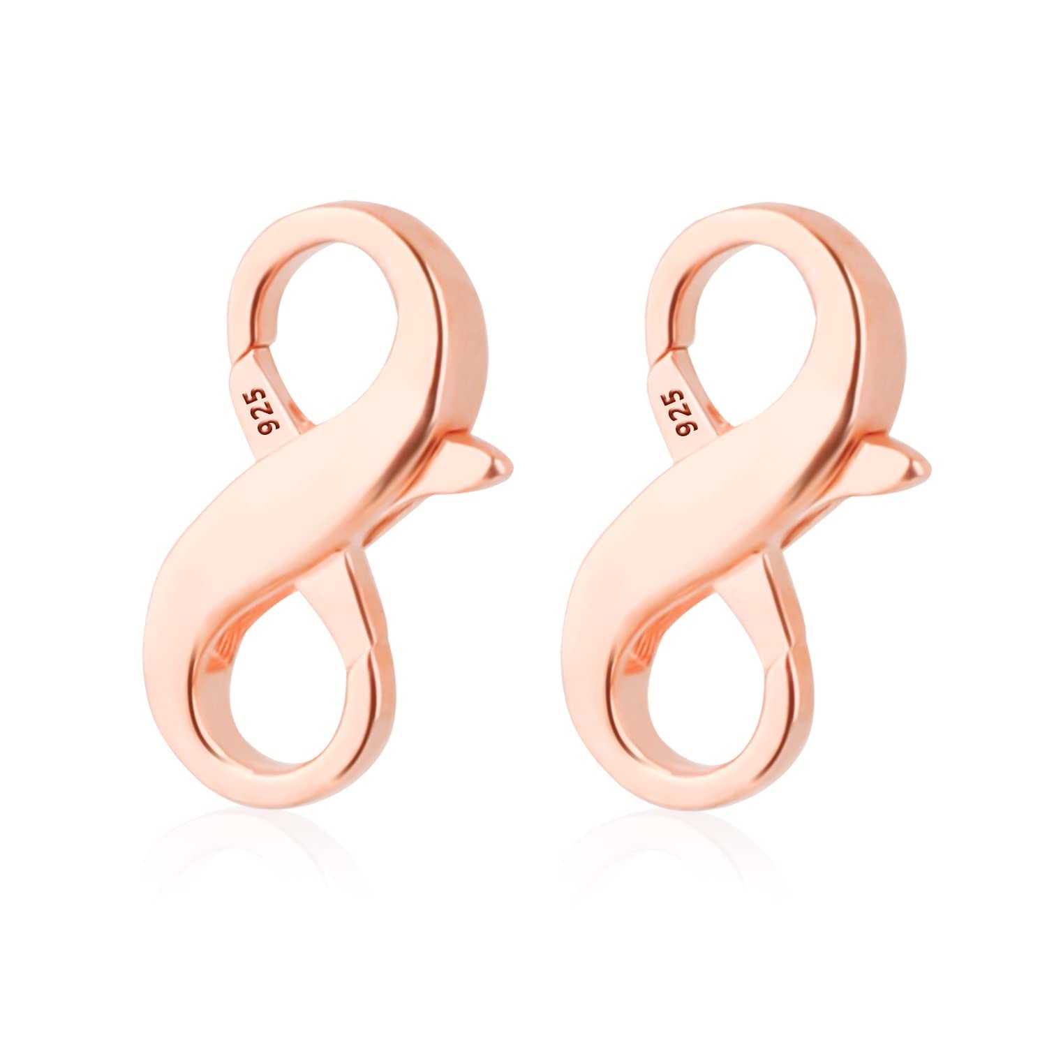 2pcs Double Opening Lobster Clasps, Rose Gold 925 Sterling Silver Lobster Cla...
