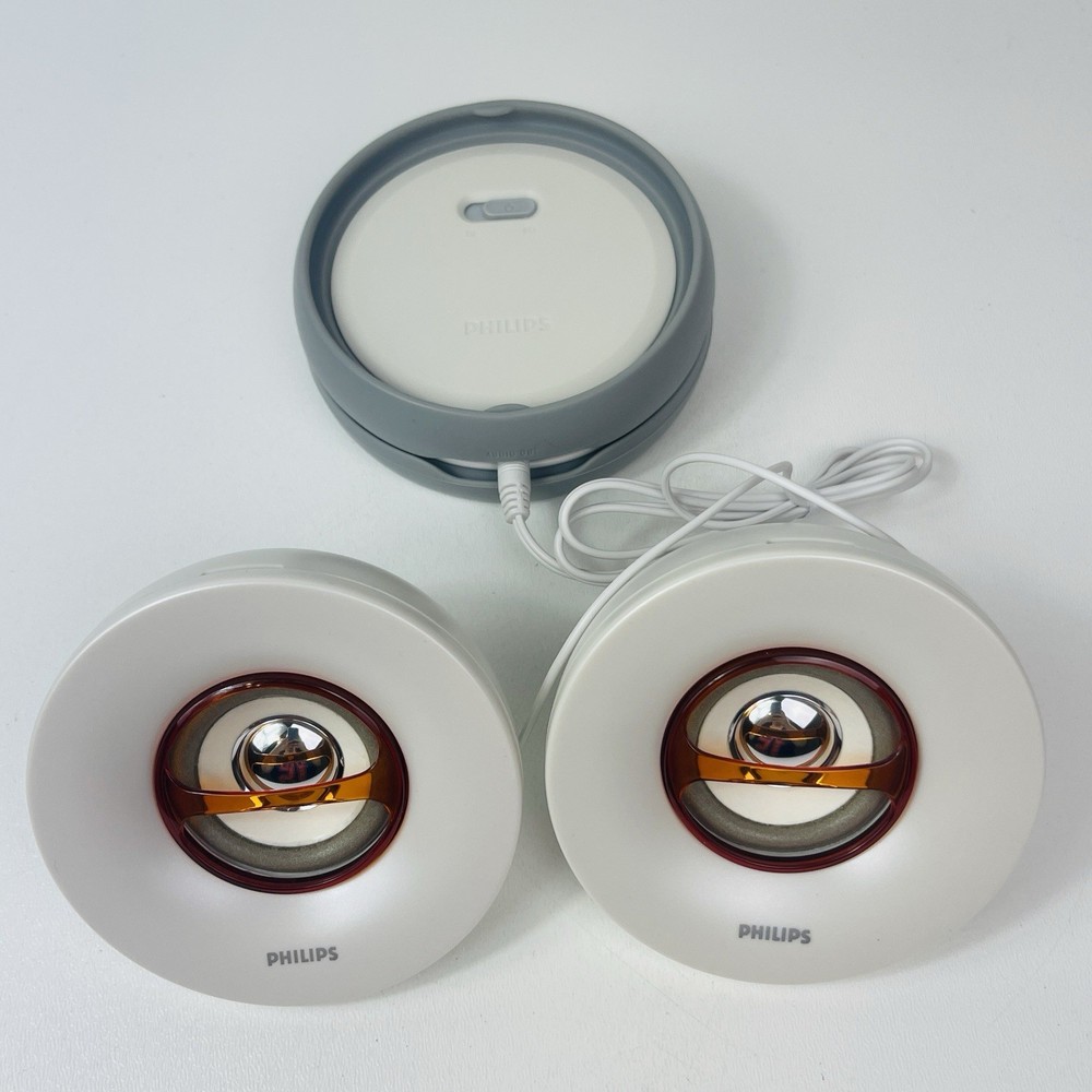 Philips SBA1500 Amplified Wired Speakers White Compact Audio Jack