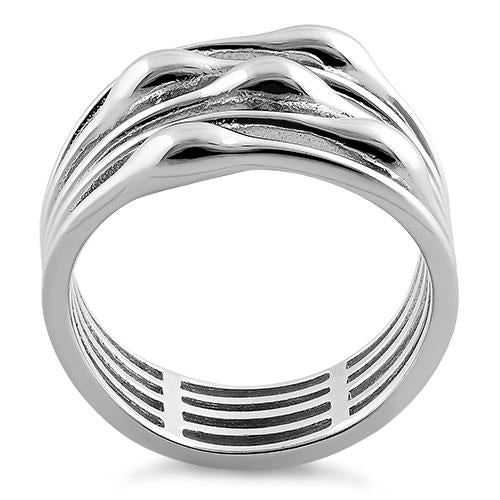 925 Sterling Silver Multi-Row Statement Ring