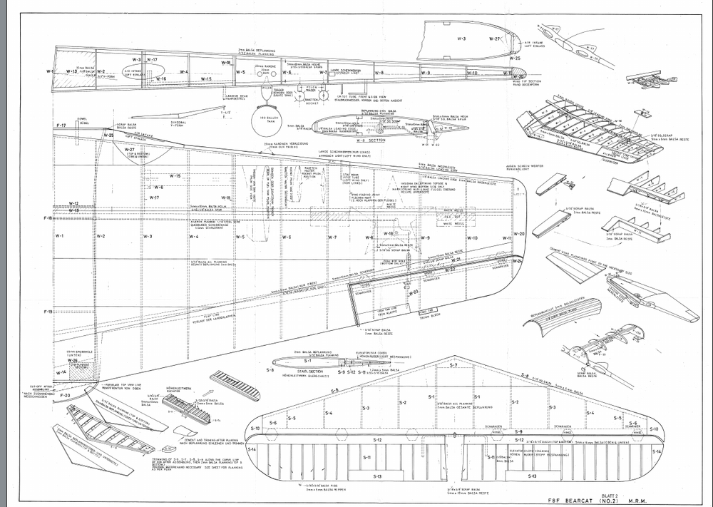 F8F Bearcat 62"wing Scale RC Model AIrplane Printed Plans