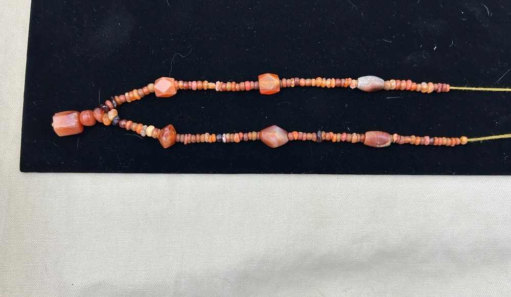 Ancient Bactrian Banded Agate and Carnelian Beads