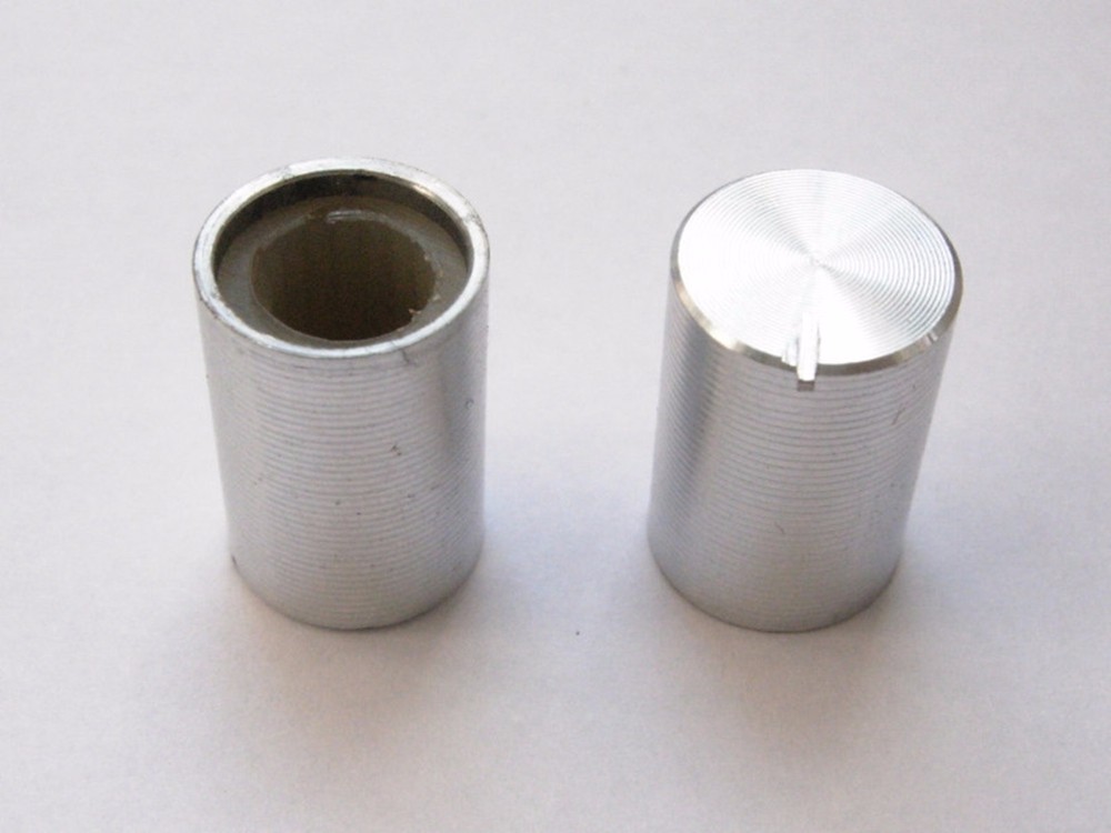 Aluminum Silver Knobs VOLUME TONE CONTROL Potentiometer KNOB 0.59" X 0.39"