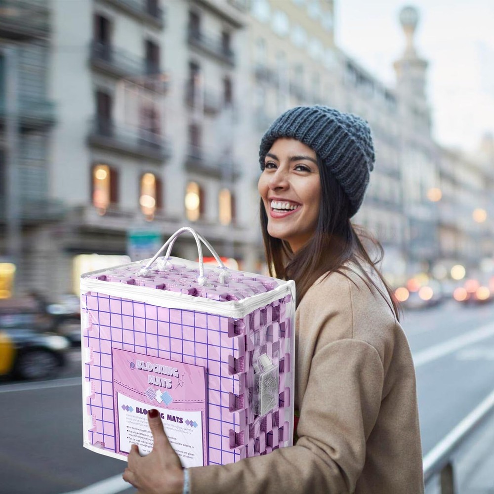 Knitting Blocking Mats and Pins, Interlocking Blocking Boards for Crochet Pro...