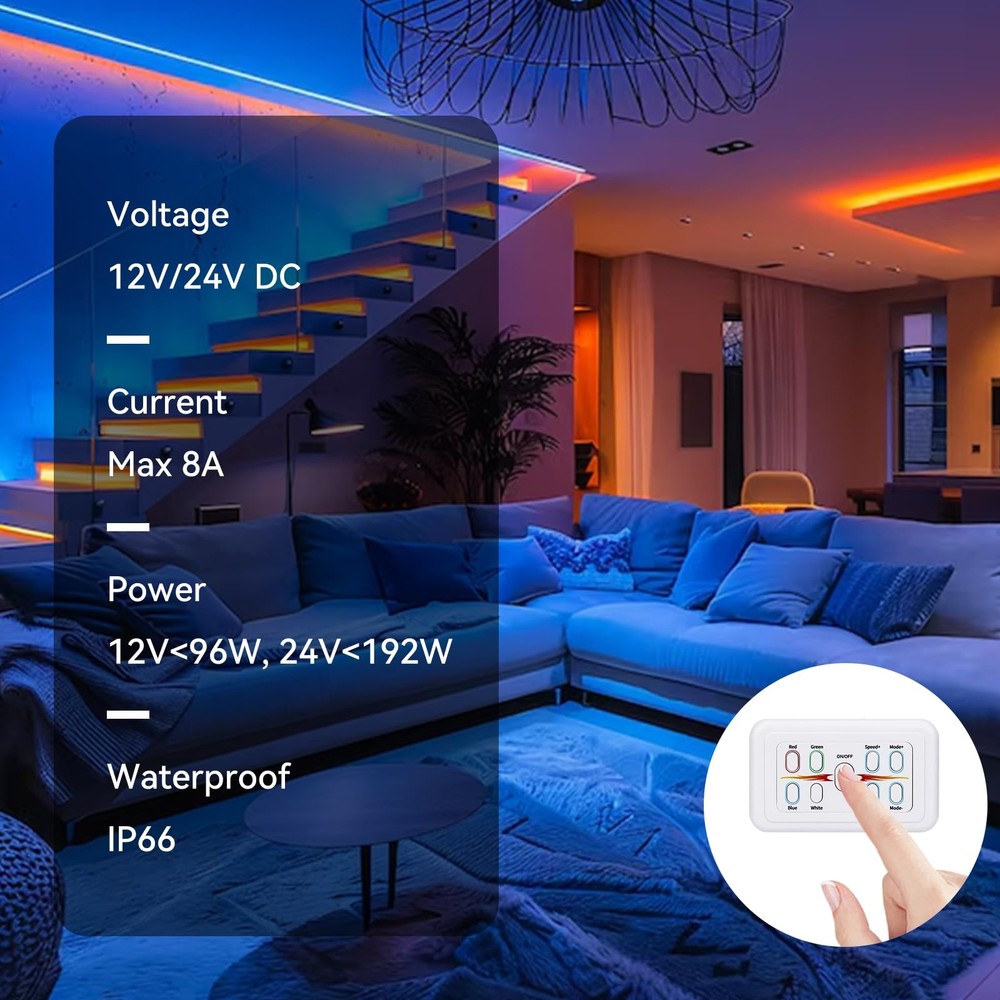 RGBW LED Light Controller, 4 Channels LED Switch Dimmer RGBW Controller Wall ...