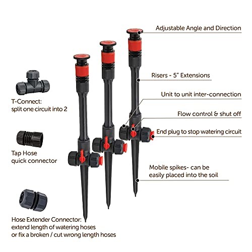96093 Multi-Adjustable Flex Design with Extension Set, Garden Sprinkler Raised