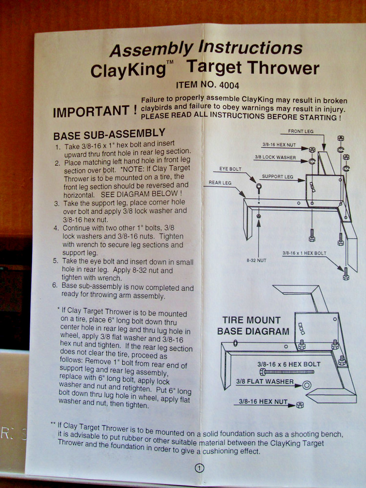 NOS--Hoppe's Clay King target thrower