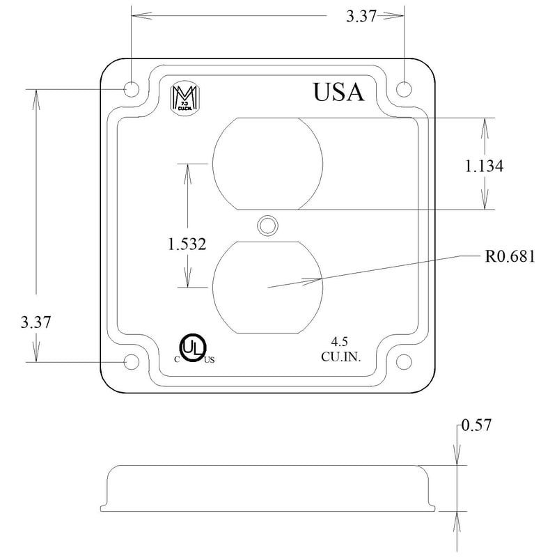 MULTIPLE 902C 4SQ 1 DUPLEX RAISED COVER 4" PVC