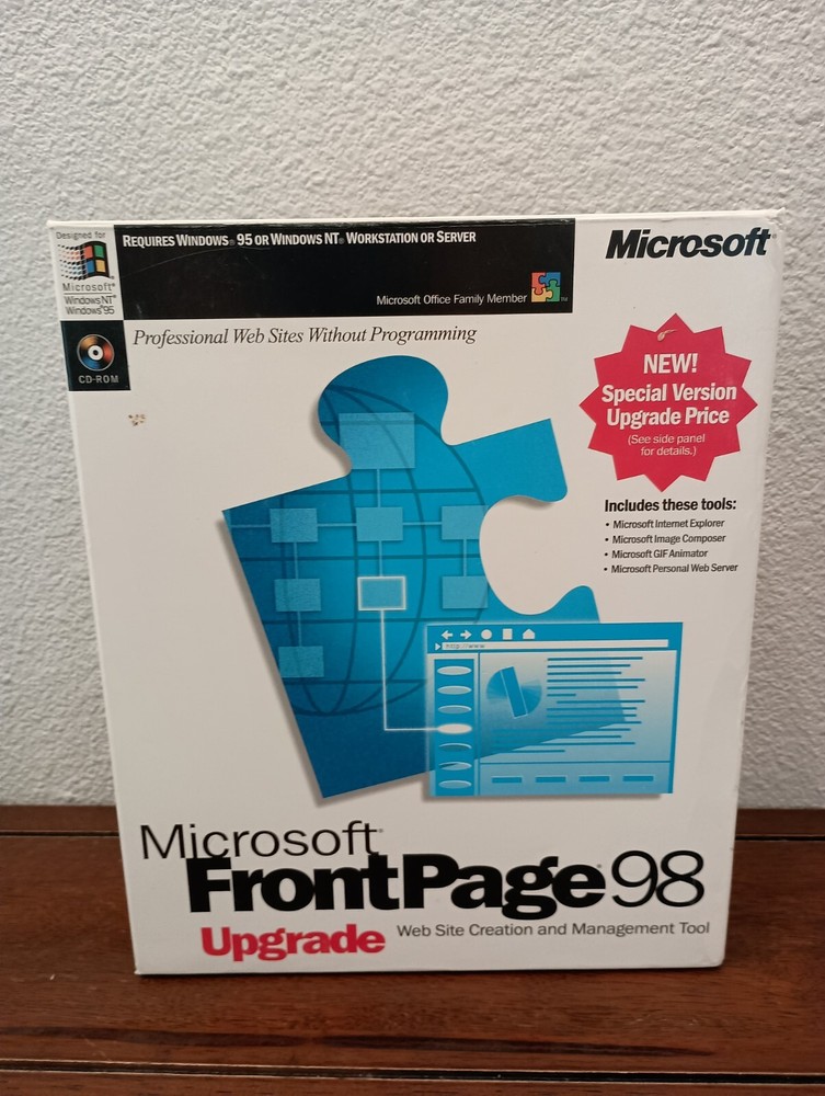 Microsoft Frontpage 98 UPGRADE CD-ROM Retail Box