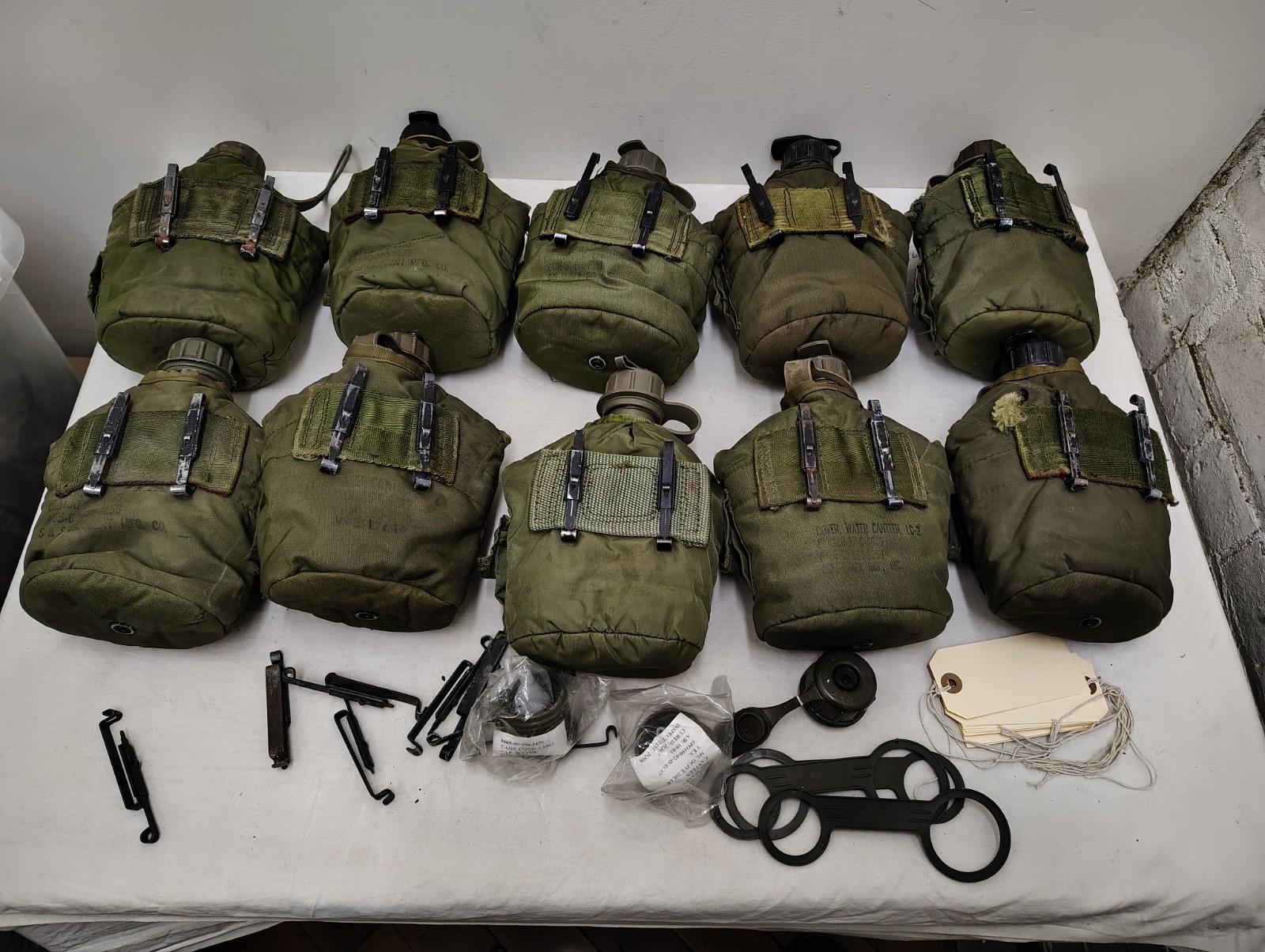 Military Issued 1 QT OD Green Canteen Lot