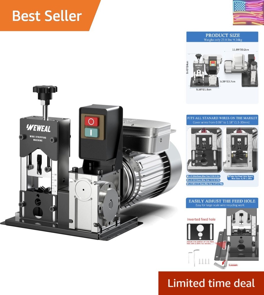Wire Stripper Machine, 0.06''-1.18'' Electric Cable Stripper Machine with 180...
