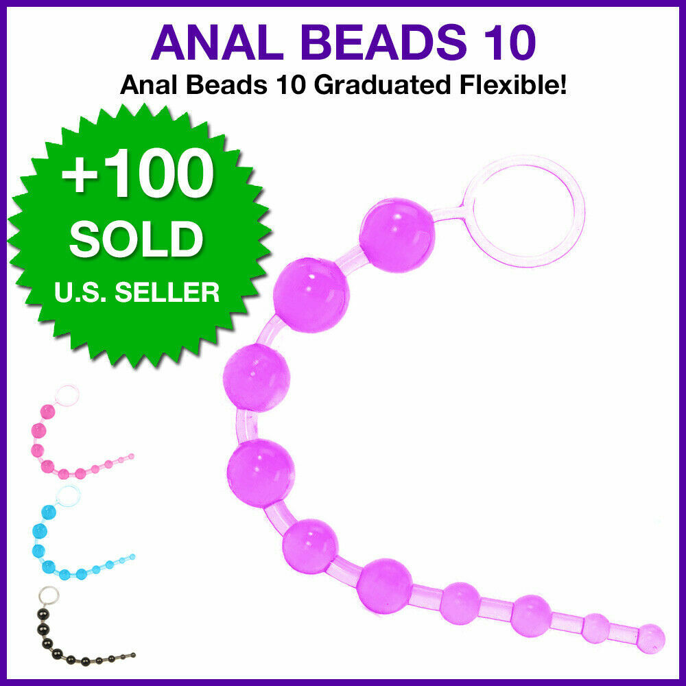 Anal Beads Graduated Beaded Butt Plug w/ Easy Pull Silicone 10 Beads