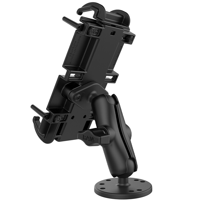 RAM Flat Surface Drill Down Mount with Spring-Loaded Quick-Grip XL Phone Holder