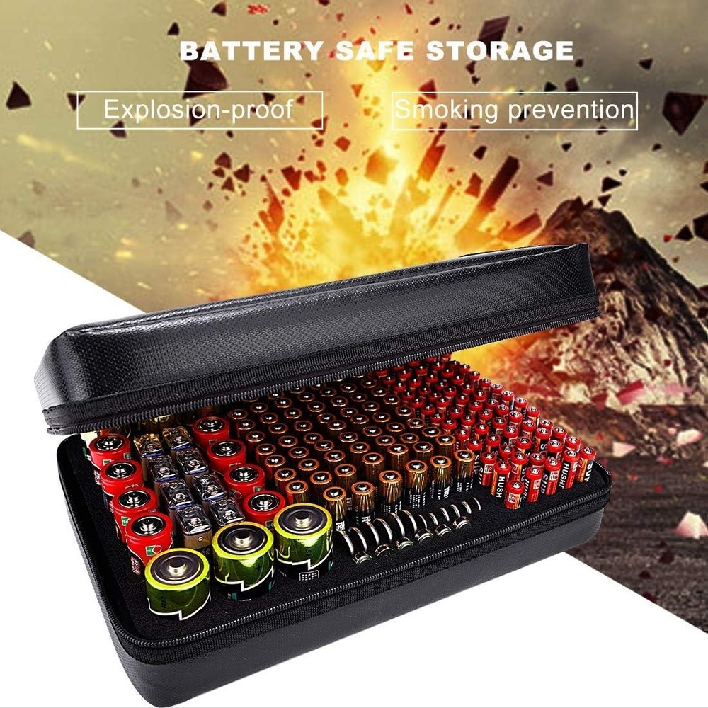 Fireproof Battery Organizer Storage Box,Fireproof Waterproof Carrying Case Ba...