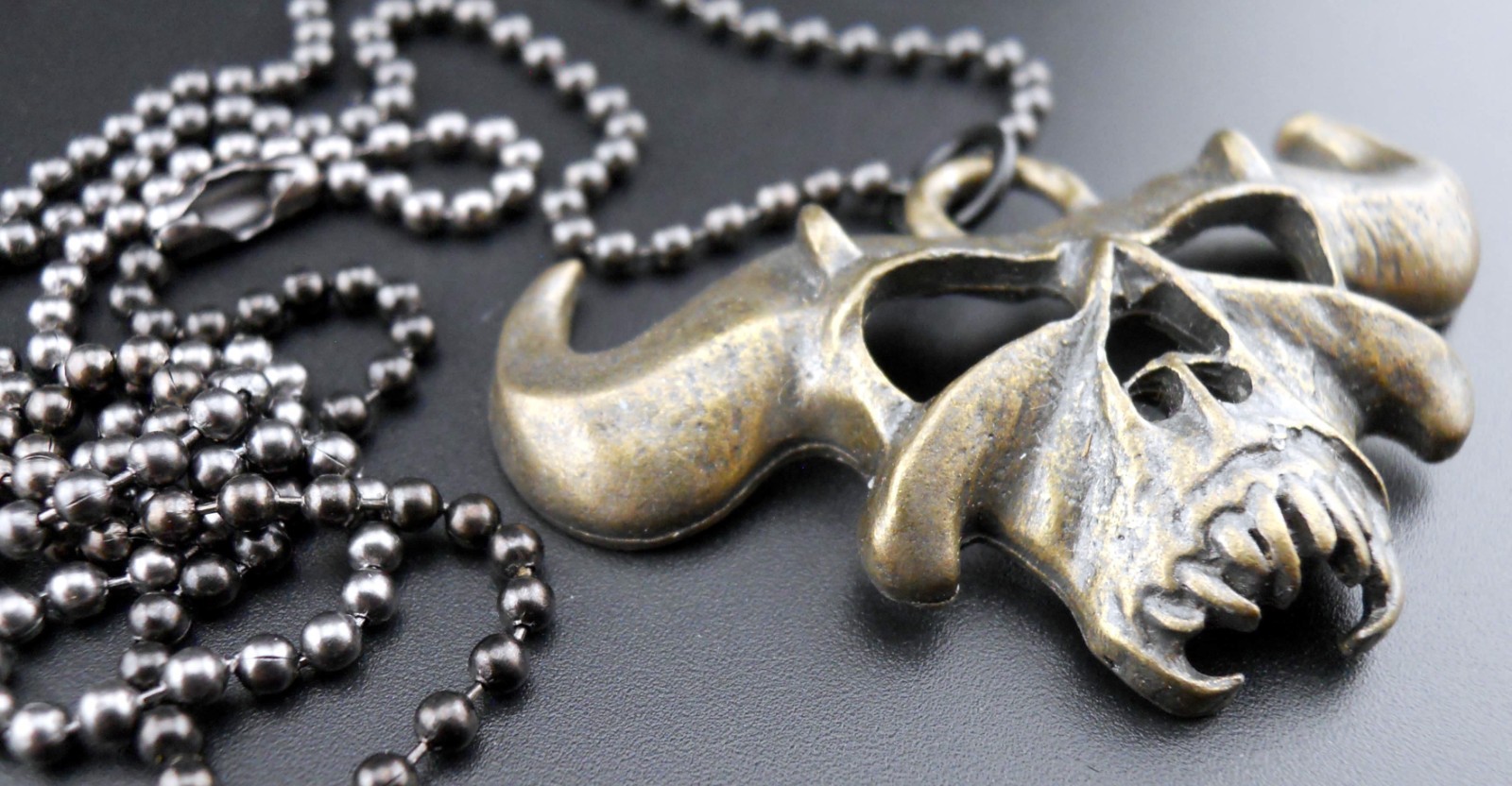 Danzig Necklace New Skull Pendant Rare Antique Gold/Bronze Finish