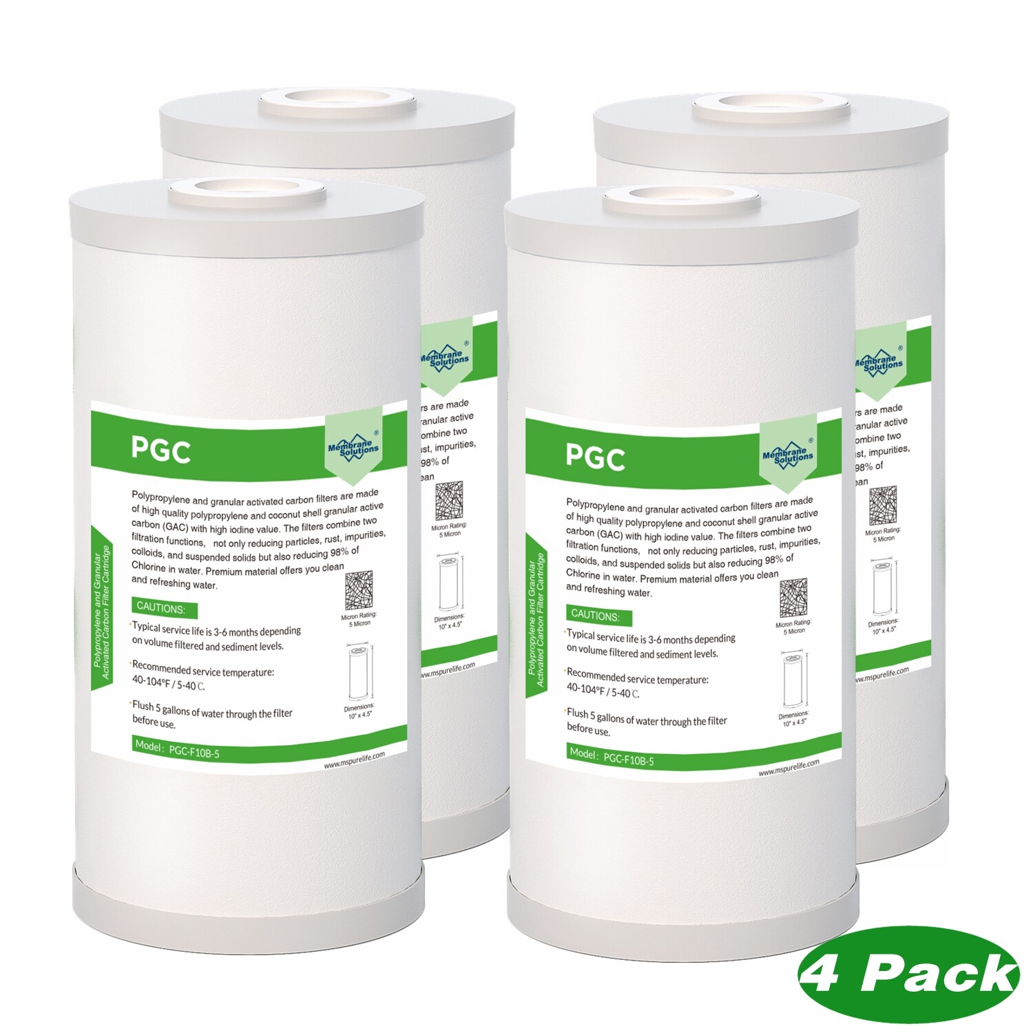 4 pcs for WHKF-GD25BB WHKF-DWHBB Sediment Carbon 5 Micron Water Filter 10 x 4.5