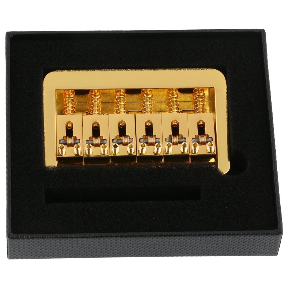Adjustable Electric Guitar Bridge 10.5mm Spacing with fixed Roller saddle Gold