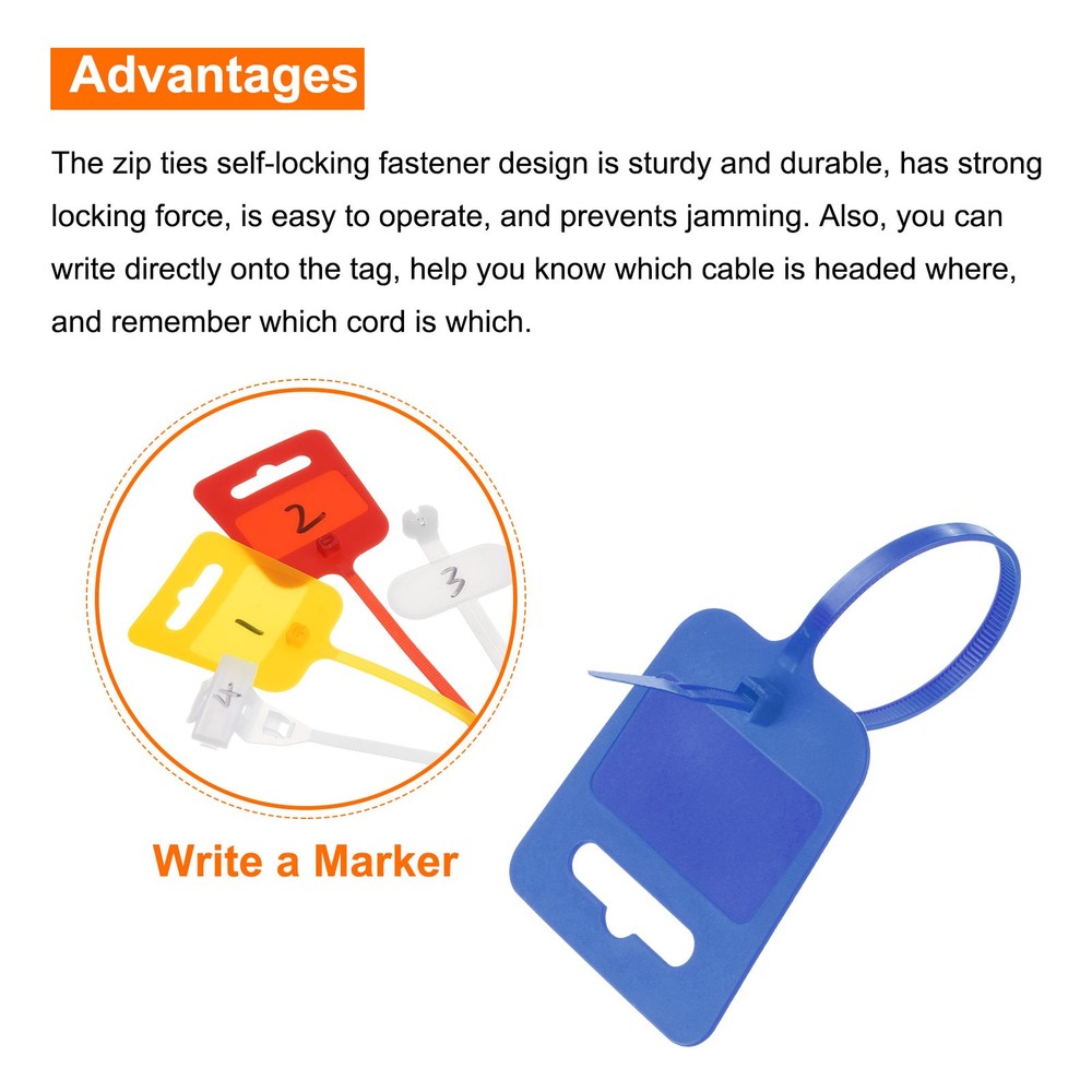 25pcs Marker Cable Zip Ties, 8 Inch Self-Locking Labels Zip Tie Wraps, Blue