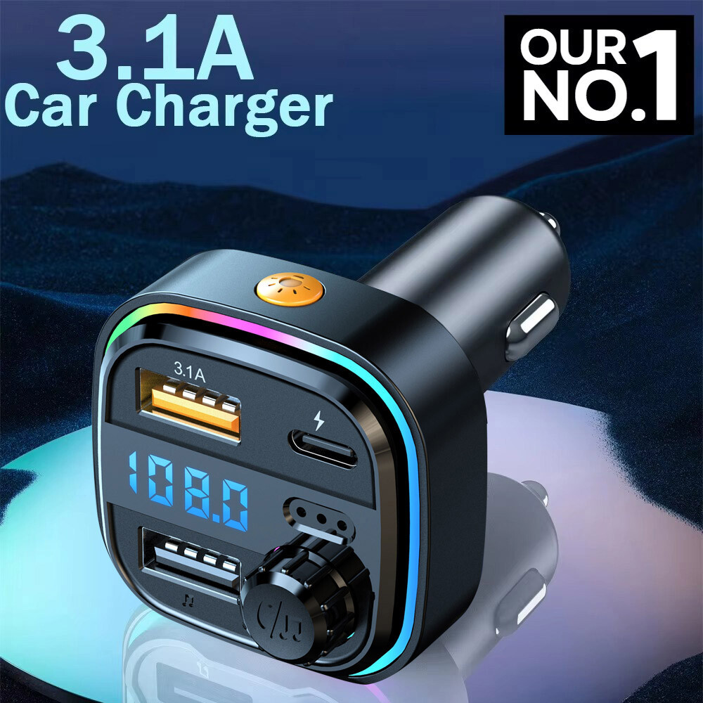 Bluetooth 5.0 Car Wireless FM Transmitter Adapter USB PD Charger AUX Hands LOT