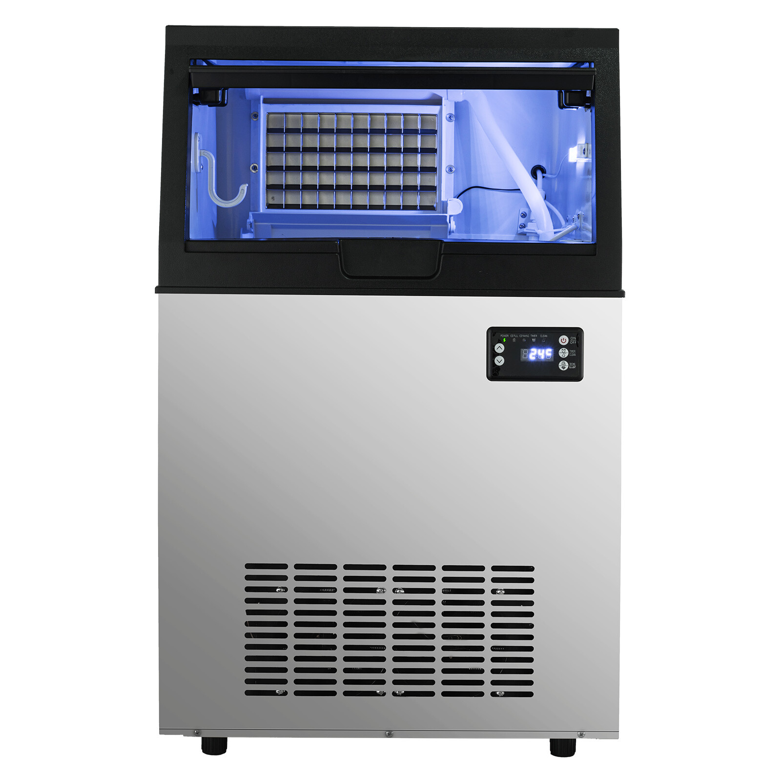 132Lbs Commercial Ice Maker Built-in Ice Cube Machine 33Lbs Storage Undercounter