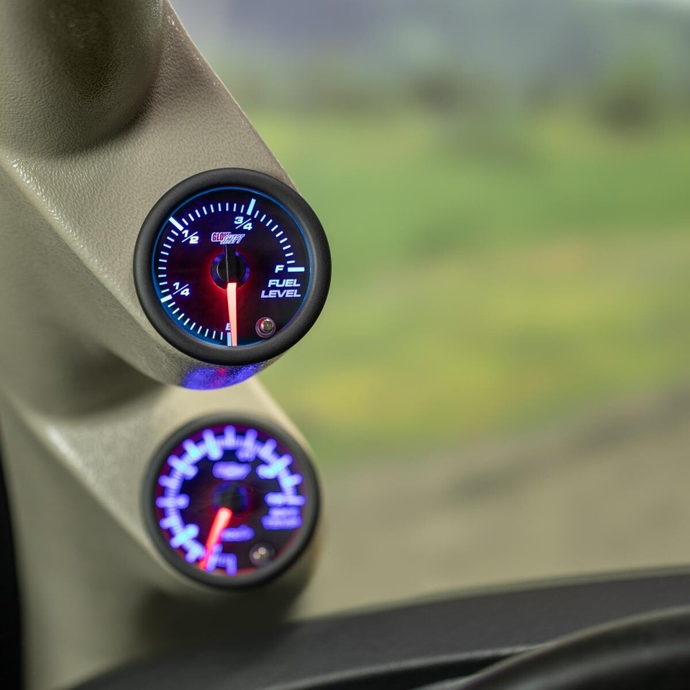 GlowShift 52mm Tinted 7 Color LED Adjustable Fuel Level Gauge