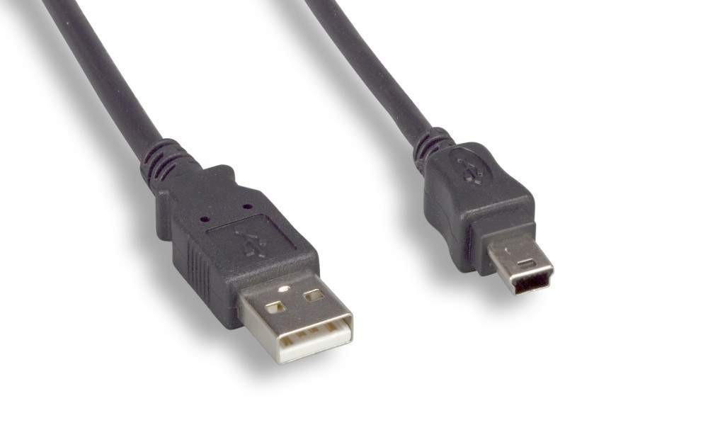 USB Camera Cable MINI-B 5-Wire 12IN Black 1FT Adapter