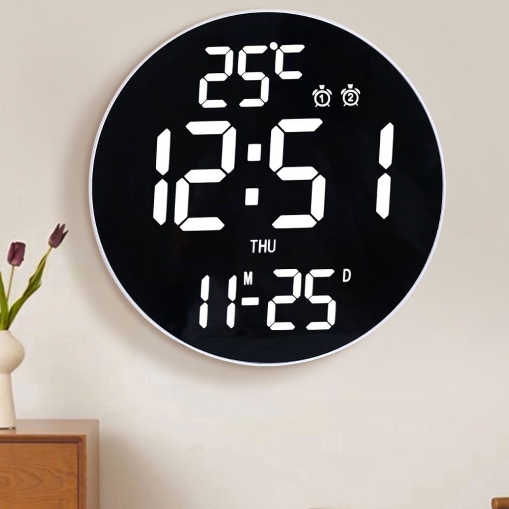 Digital Wall Clock, Digital ClockAdjustable Brightness Large LED DisplayAlarm CW