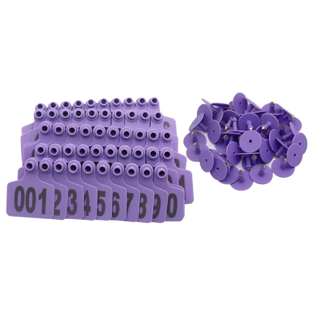 Durable Purple Cattle Ear Tags 001-100 for Efficient Livestock Identification