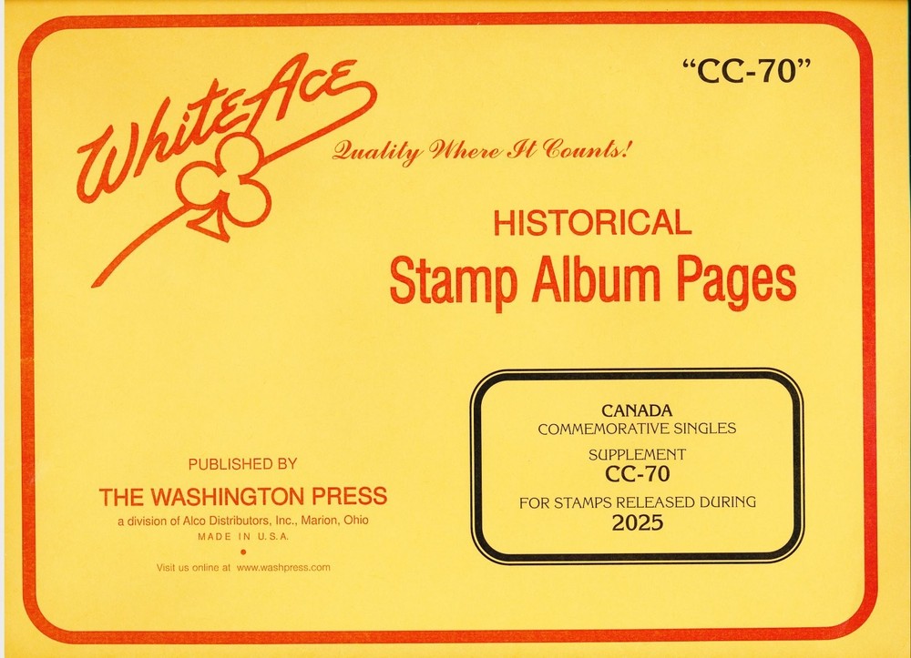 WHITE ACE 2025 Canada Commemorative Singles Stamp Album Supplement CC-70  NEW!