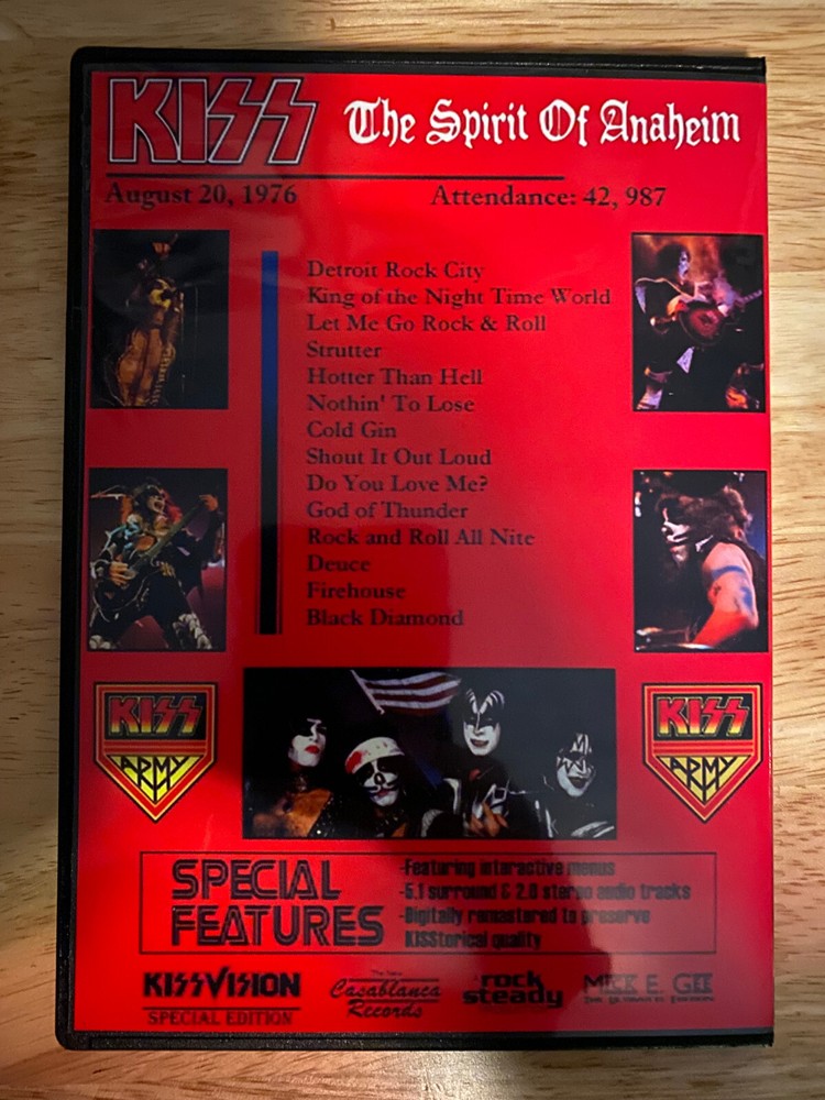 KISS - The Spirit of Anahiem '76 Live DVD Gene Simmons Ace Frehley Paul Stanley