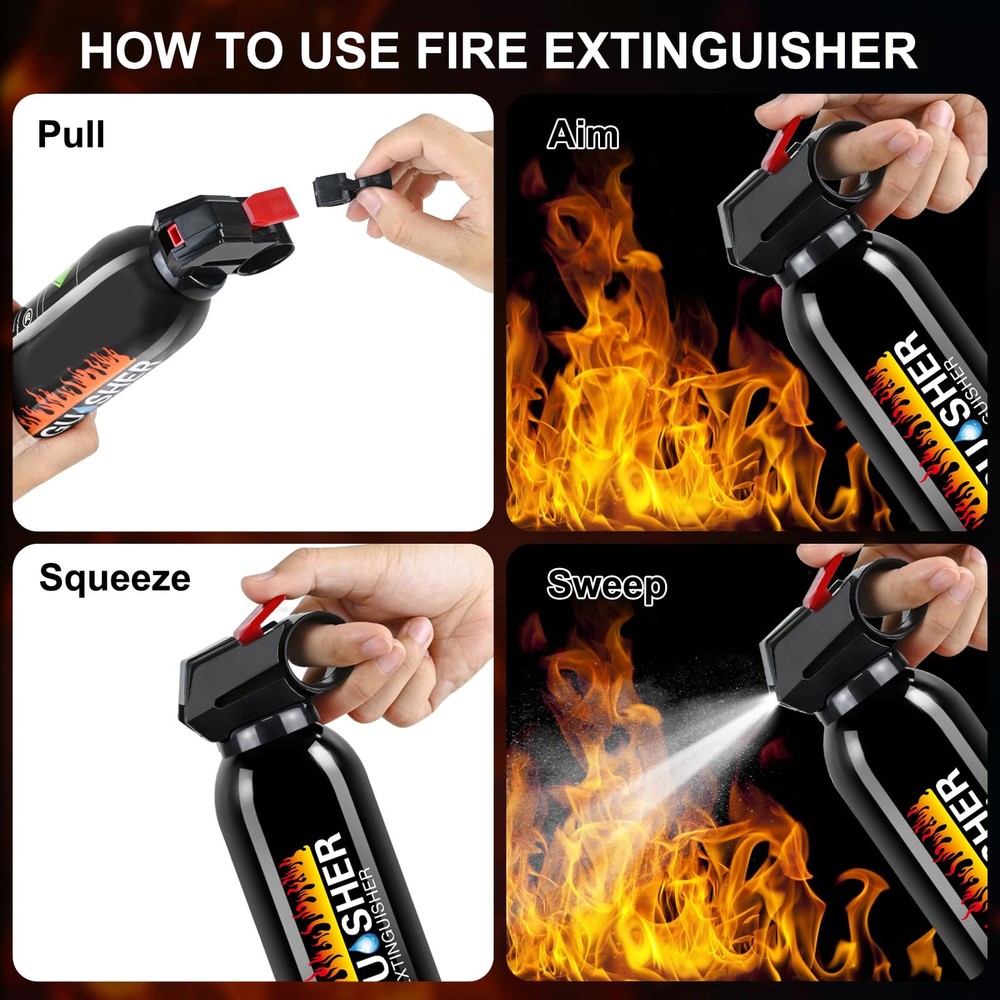 Fire Extinguishers with Mount Bracket - 3 Pack Small Portable Fire Extinguish...