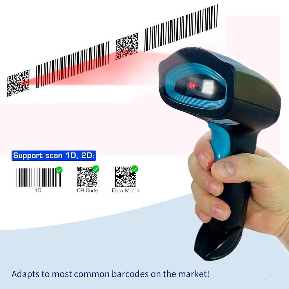 Wireless QR Code Scanner Handheld 1D 2D Barcode Reader Automatic POS Retail