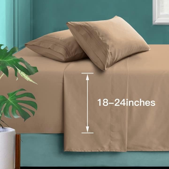 Soft Microfiber King Size Sheet Set - 24" Deep Pockets, Wrinkle Resistant Design