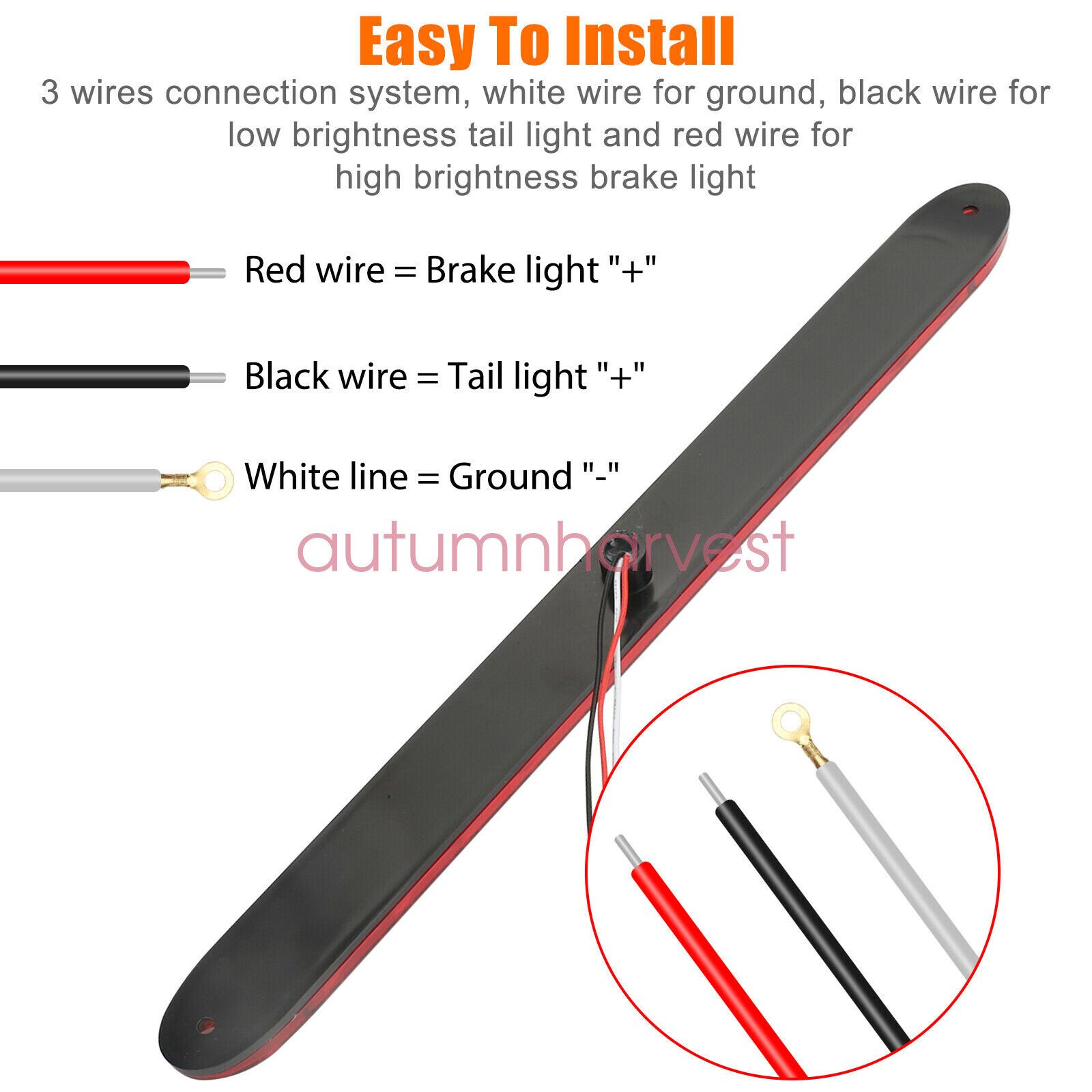 2PCS 15inch 11 LED Red Trailer Light Bar Waterproof Turn Signal Light Tail