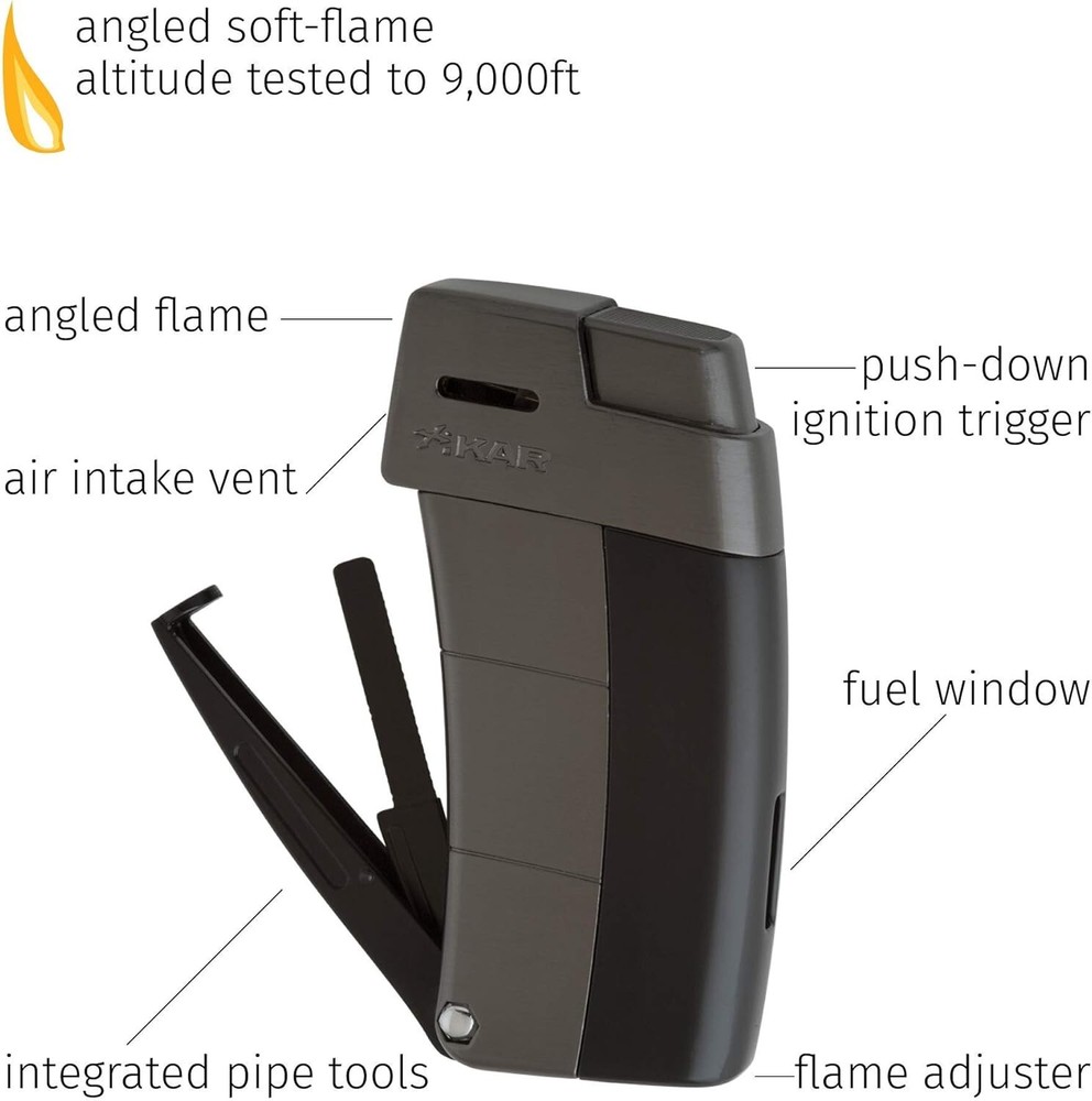 Xikar 9689BK Resource II Lighterwith Pipe Tools in Black