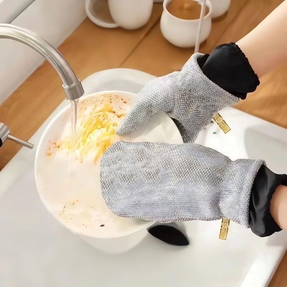 Nylon scrubber dishwashing gloves
