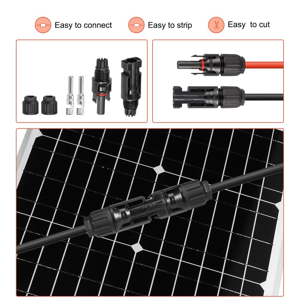 Solar Panel Wire 328ft 10AWG 6mm2 Solar Cable Tinned Copper Wire Black