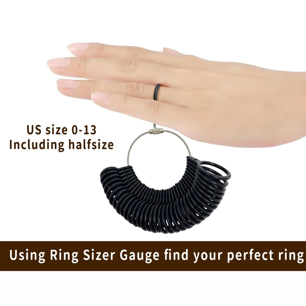Ring Sizer Measuring Tool,Ring Measurer and Mens Sizer,7pcs White+Black