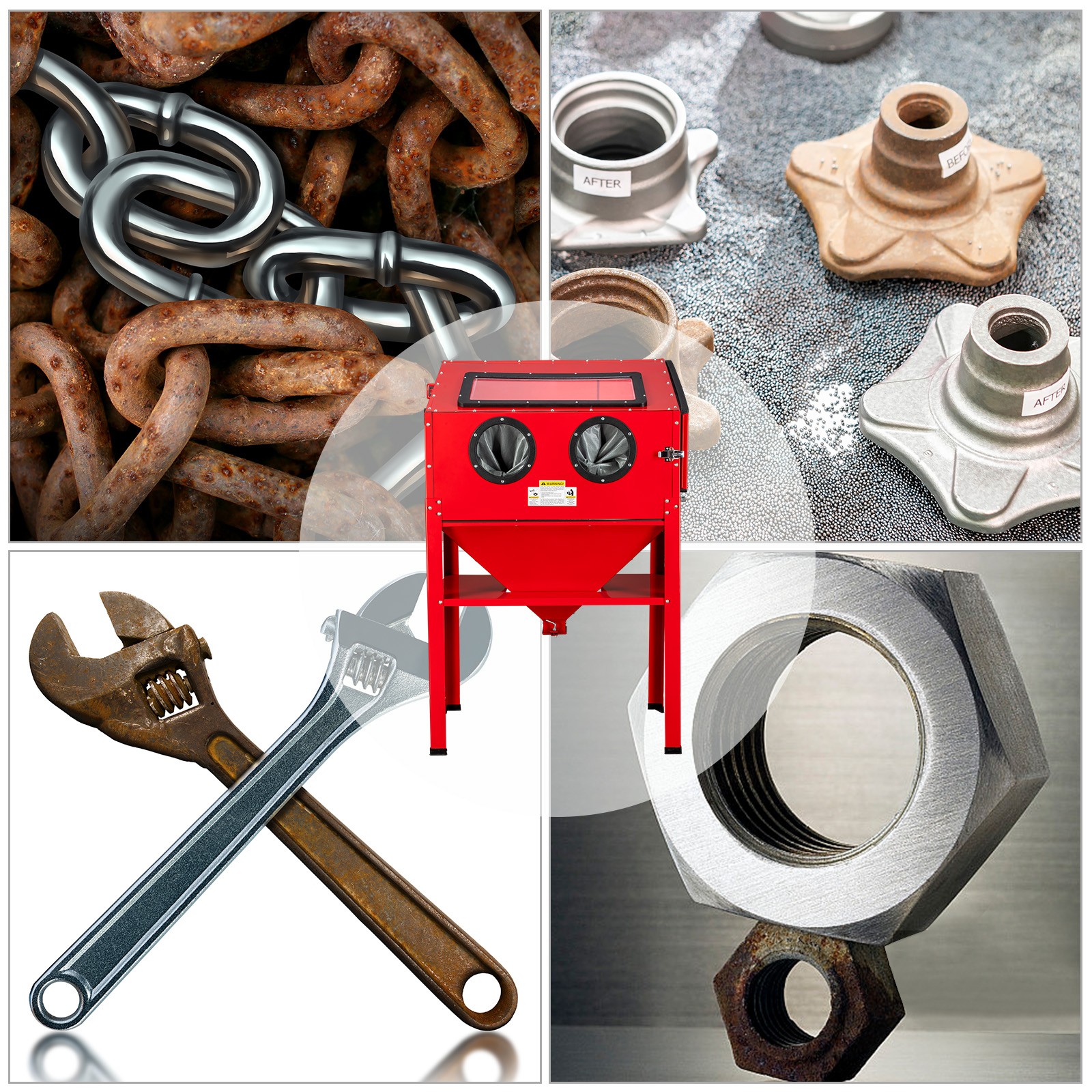 60 GAL SandBlaster Cabinet Bench Top Sand Blaster Large Blast Garage Red