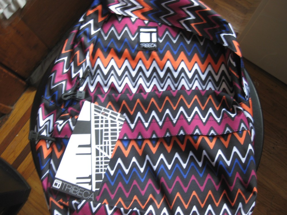 NWT Tribeca Multi Color Zigzag Reflex BookBag Backpack 16X11X6 AUTHENTIC