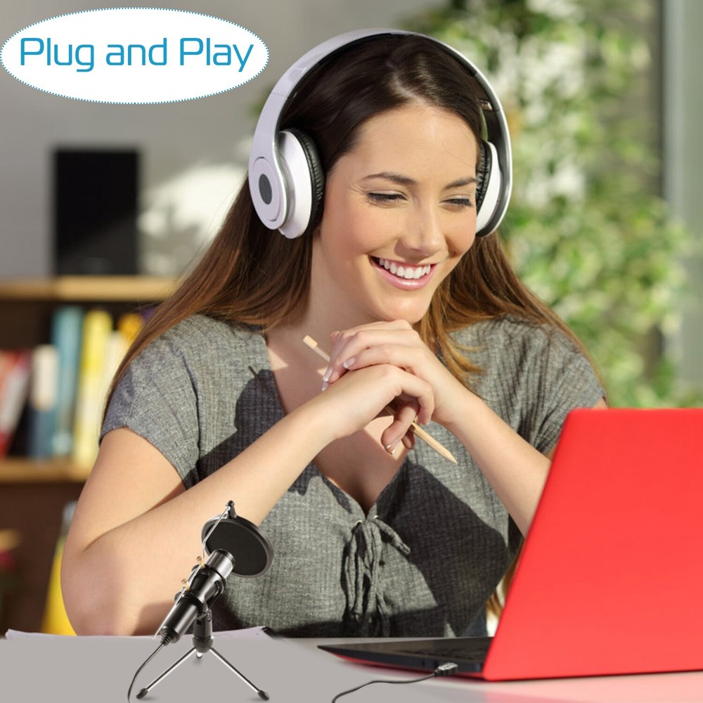 USB Condenser Microphone w/ Tripod Stand For Game Chat Audio Recording Computer
