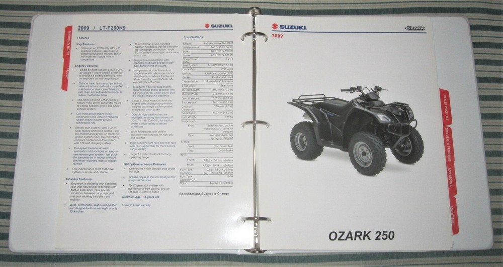 2009 SUZUKI Catalog Early Release Models & Programs for Motorcycles & Quads