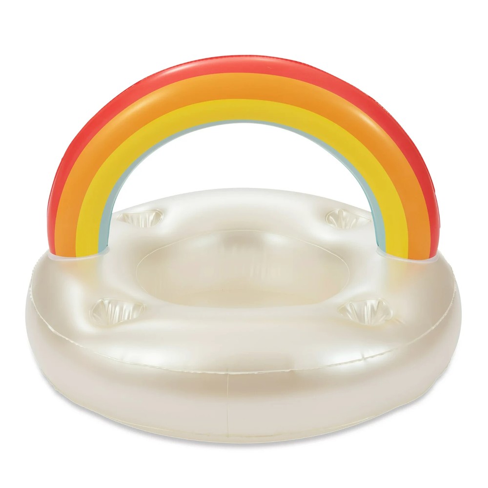 Play Day Inflatable Rainbow Beverage Holder Pool Float, Adults